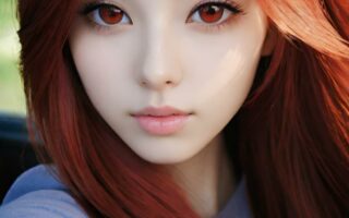 AI girl with red hair wallpaper