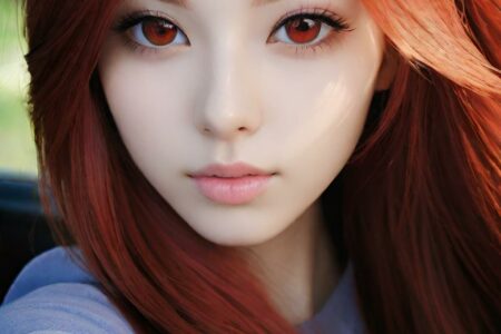AI girl with red hair wallpaper