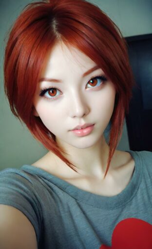 AI girl with red hair wallpaper