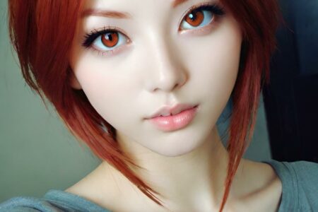 AI girl with red hair wallpaper