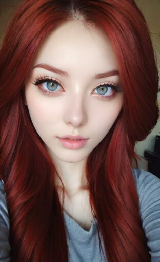 AI girl with red hair wallpaper