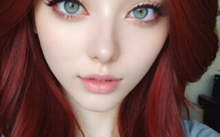 AI girl with red hair wallpaper