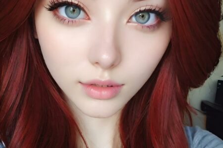 AI girl with red hair wallpaper