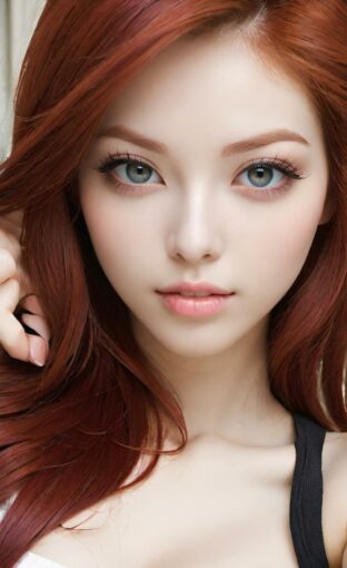 AI girl with red hair wallpaper
