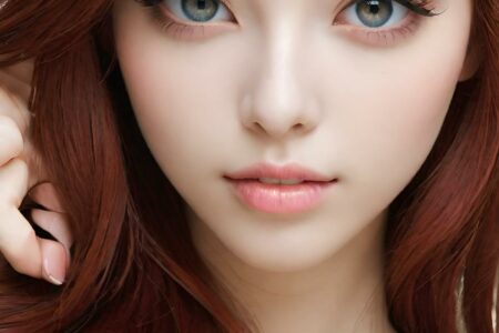 AI girl with red hair wallpaper