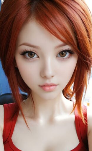 AI girl with red hair wallpaper