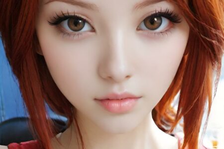 AI girl with red hair wallpaper