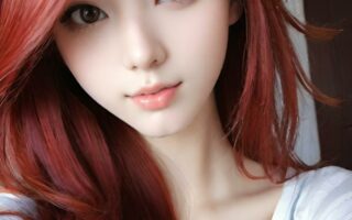 AI girl with red hair wallpaper