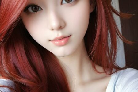 AI girl with red hair wallpaper