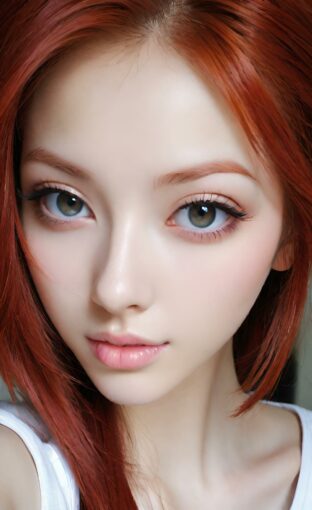 AI girl with red hair wallpaper