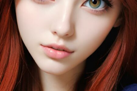 AI girl with red hair wallpaper
