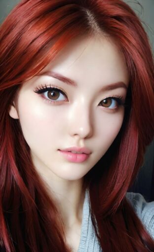 AI girl with red hair wallpaper
