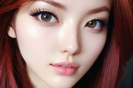 AI girl with red hair wallpaper