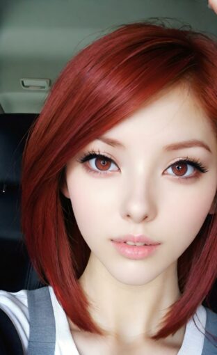 AI girl with red hair wallpaper