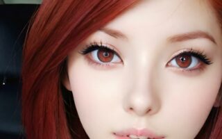AI girl with red hair wallpaper