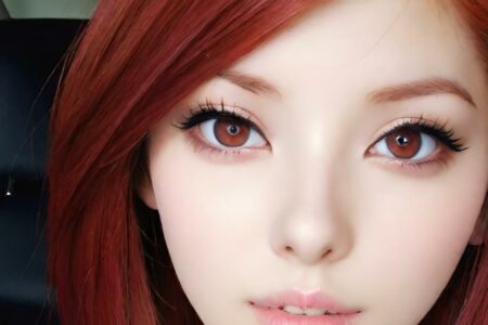 AI girl with red hair wallpaper