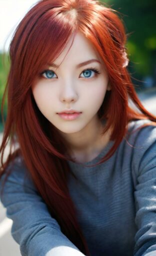 AI girl with red hair wallpaper