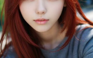 AI girl with red hair wallpaper