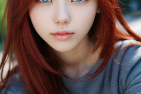 AI girl with red hair wallpaper