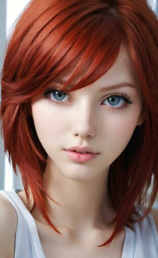 AI girl with red hair wallpaper