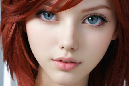 AI girl with red hair wallpaper