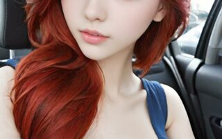 AI girl with red hair wallpaper
