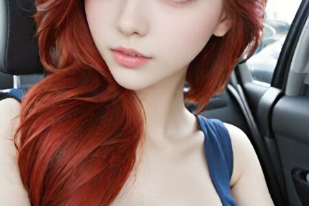 AI girl with red hair wallpaper