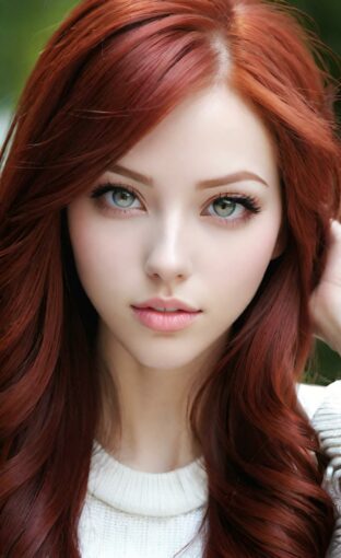 AI girl with red hair wallpaper
