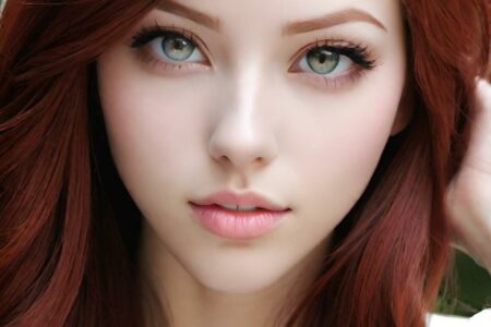 AI girl with red hair wallpaper