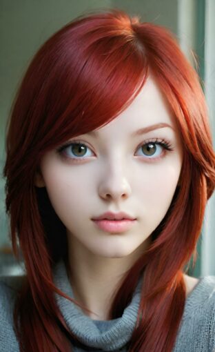 AI girl with red hair wallpaper