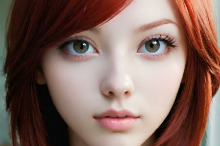 AI girl with red hair wallpaper