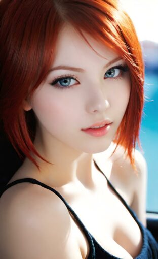 AI girl with red hair wallpaper