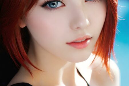 AI girl with red hair wallpaper
