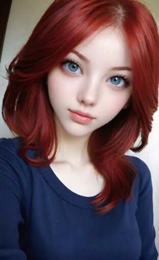 AI girl with red hair wallpaper