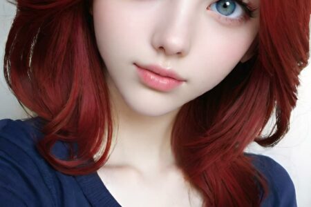 AI girl with red hair wallpaper