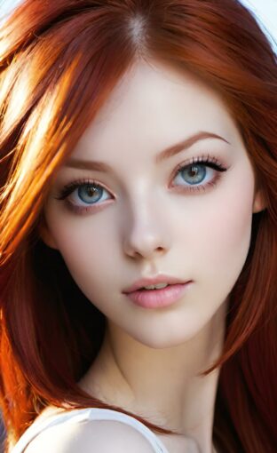 AI girl with red hair wallpaper