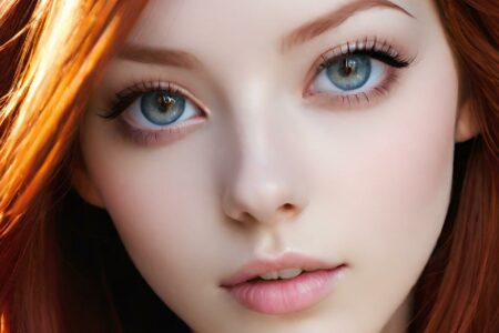 AI girl with red hair wallpaper