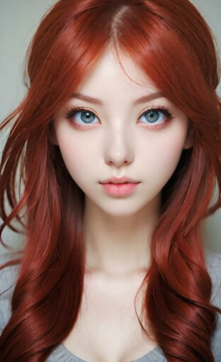 AI girl with red hair wallpaper