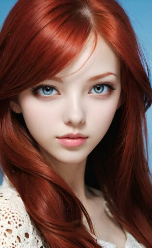 AI girl with red hair wallpaper