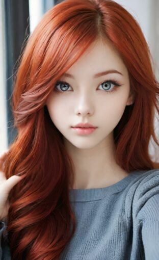 AI girl with red hair wallpaper