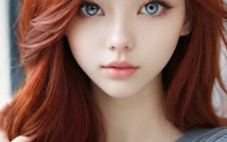 AI girl with red hair wallpaper
