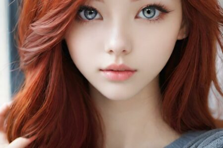 AI girl with red hair wallpaper
