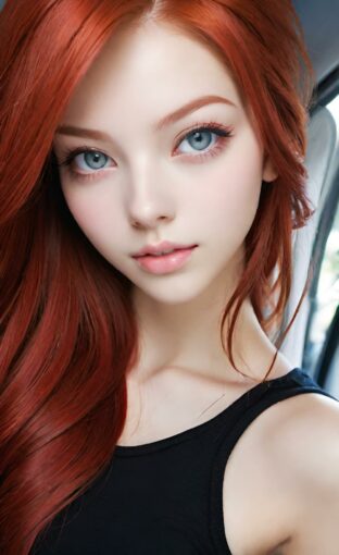 AI girl with red hair wallpaper