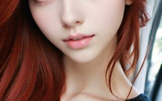 AI girl with red hair wallpaper