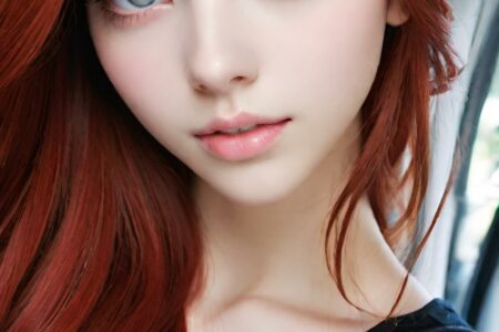 AI girl with red hair wallpaper