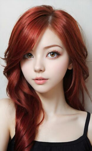 AI girl with red hair wallpaper