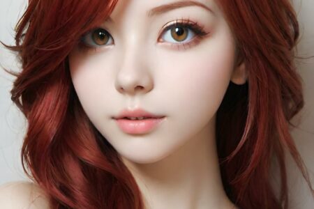 AI girl with red hair wallpaper