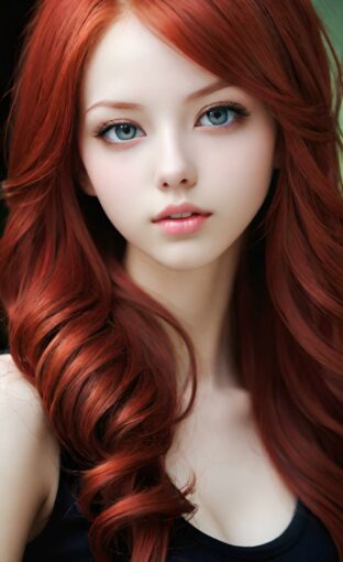 AI girl with red hair wallpaper