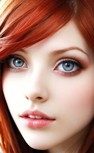 AI girl with red hair wallpaper