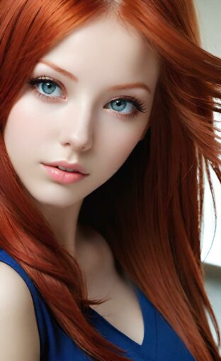 AI girl with red hair wallpaper